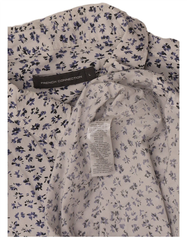Camisa de corte estándar para hombre de French Connection, talla grande, de algodón con estampado floral blanco