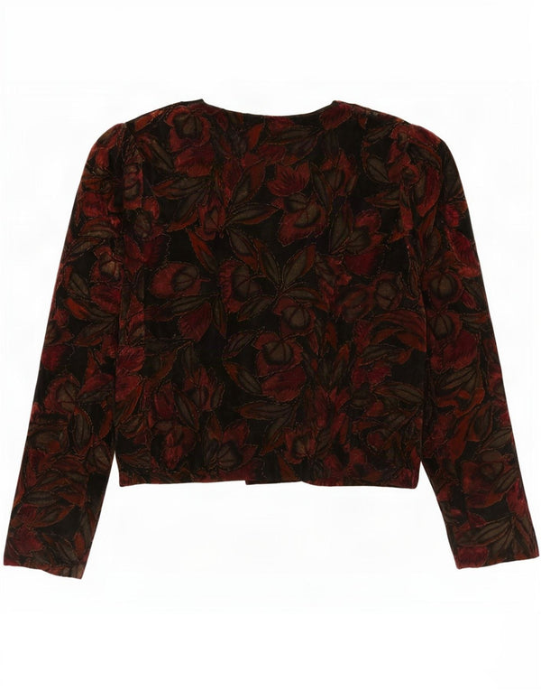 Vintage mujer terciopelo Blazer chaqueta IT 44 medio multicolor floral