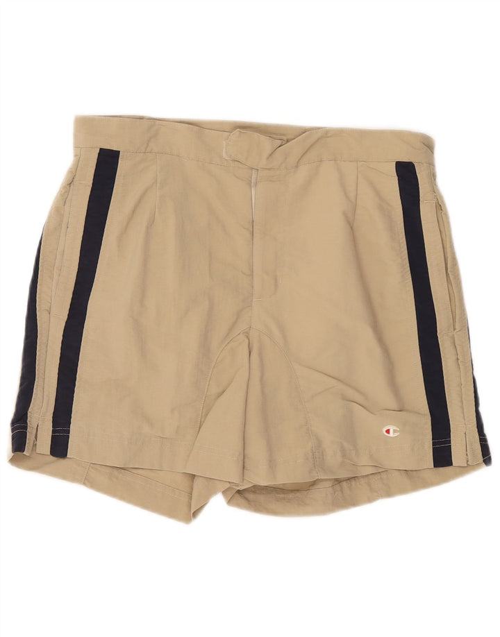 Champion Bañador para hombre, talla grande, color beige, a rayas
