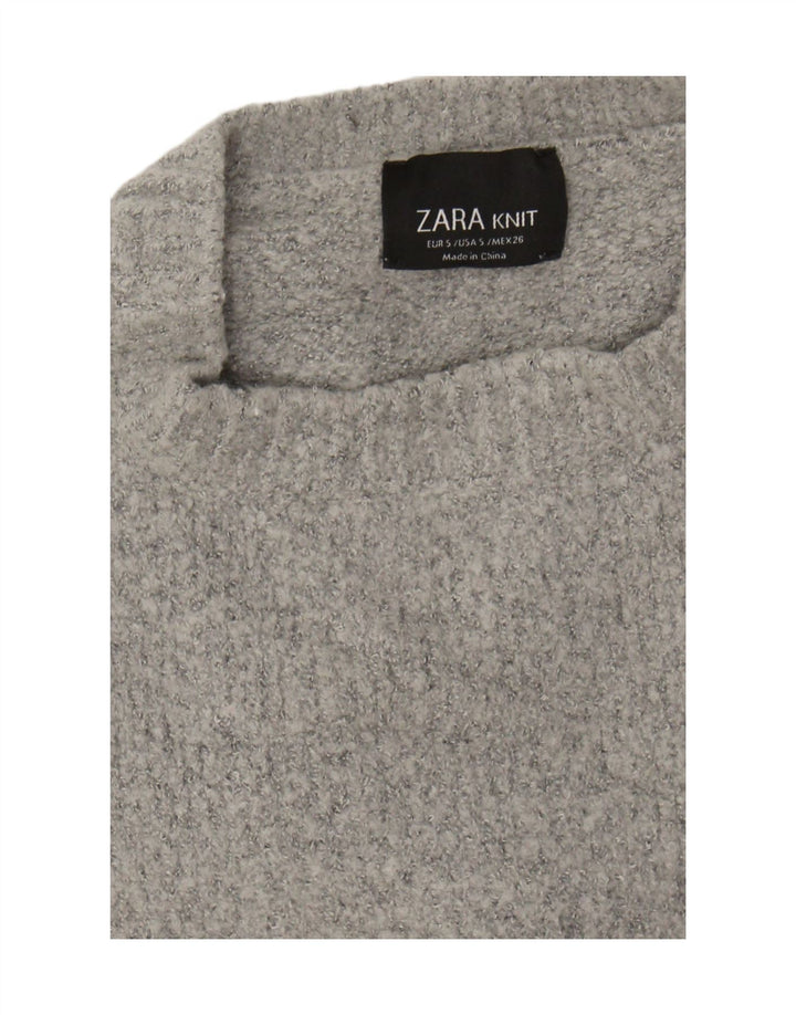 Zara Mujer Suéter De Cuello Redondo De Gran Tamaño UK 10 Small Gris