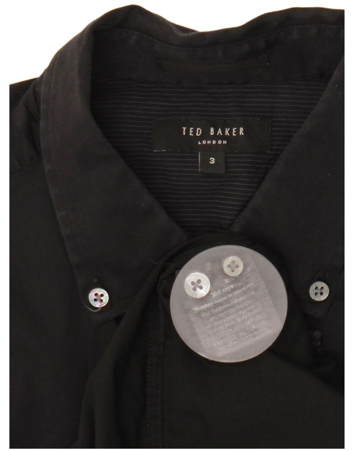 Ted Baker Camisa para hombre Talla 3 Mediana Algodón negro