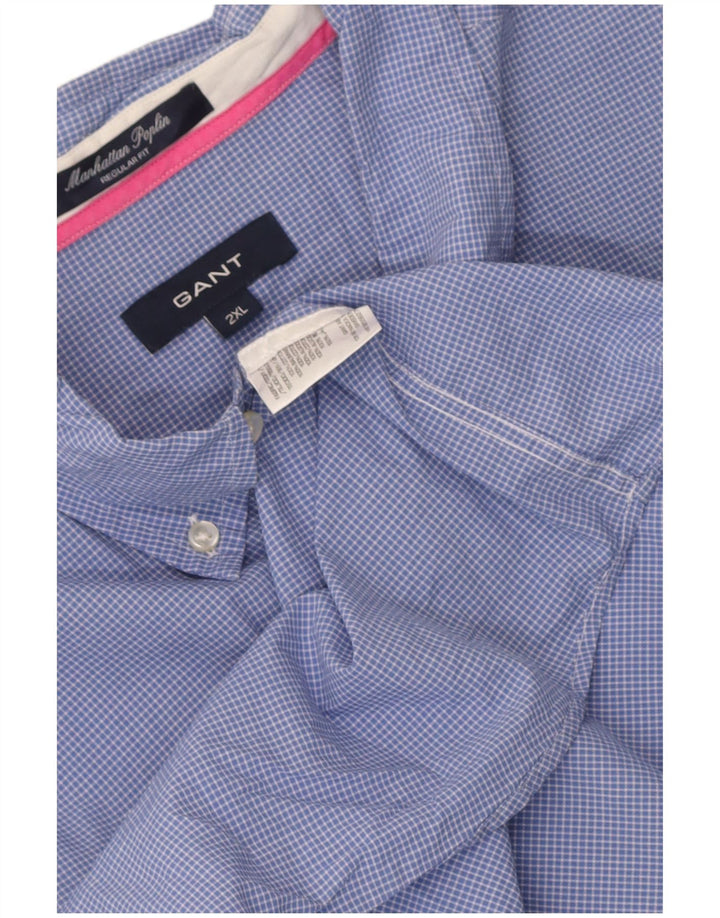 Gant Camisa Regular Fit para Hombre 2XL Algodón A Cuadros Azul