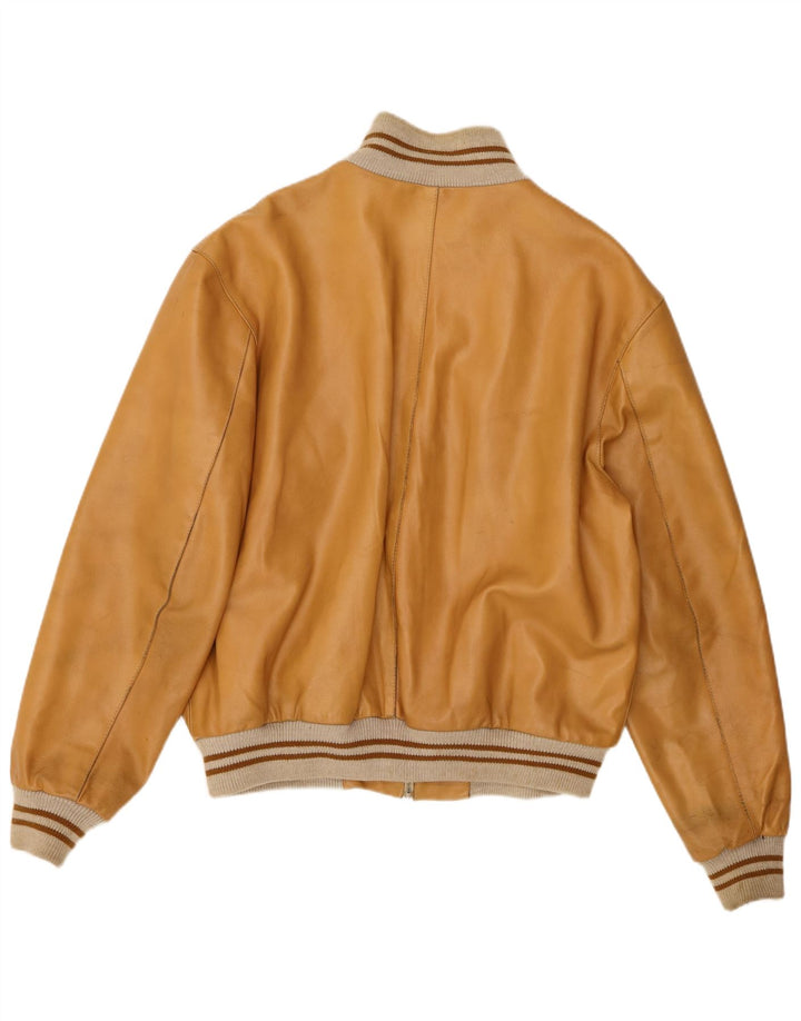 Vintage hombres bombardero chaqueta de cuero Reino Unido 42 XL cuero beige