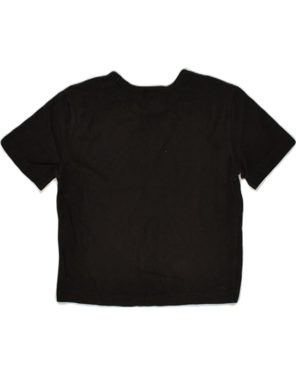 CHAMPION Camiseta corta con gráfico para mujer UK 12 Medium Black Cotton