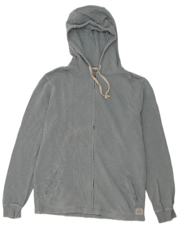 Animal Mens Zip Hoodie Sweater Medium Blue Flecked Cotton
