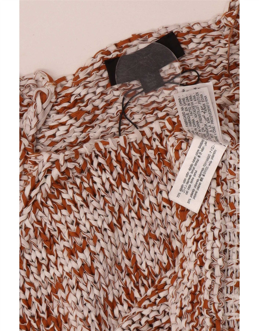 Zara Blusa De Ganchillo Extragrande para Mujer Top Reino Unido 10 Pequeño Algodón Marrón
