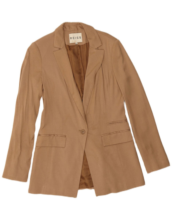 Reiss Chaqueta tipo blazer con 1 botón para mujer UK 10 Small Viscosa beige