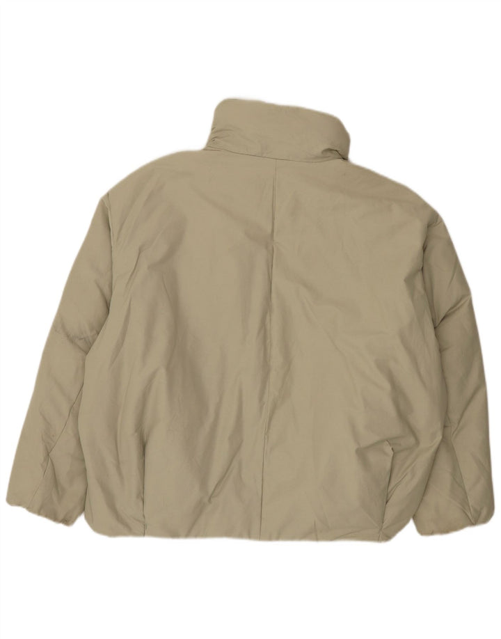 Zara Mujer Chaqueta Acolchada Extragrande UK 10 Small Gris Algodón