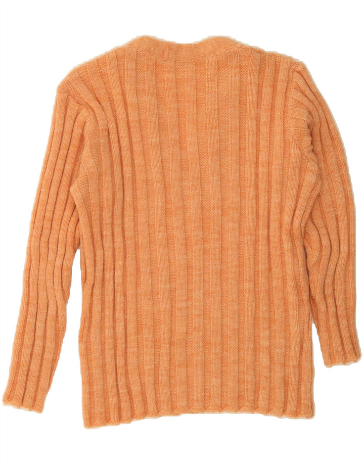 VINTAGE Womens V-Neck Jumper Sweater UK 14 Medium Orange Vintage Vintage and Second-Hand Vintage from Messina Hembry 