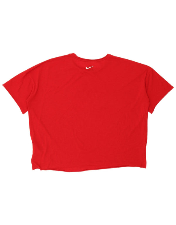 Nike Camiseta Dri Fit Crop extragrande con gráfico para mujer, talla 40, talla M, color rojo