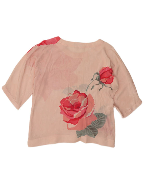 Mario Pucci Cecconi Blusa transparente para mujer IT 44 Floral rosa medio