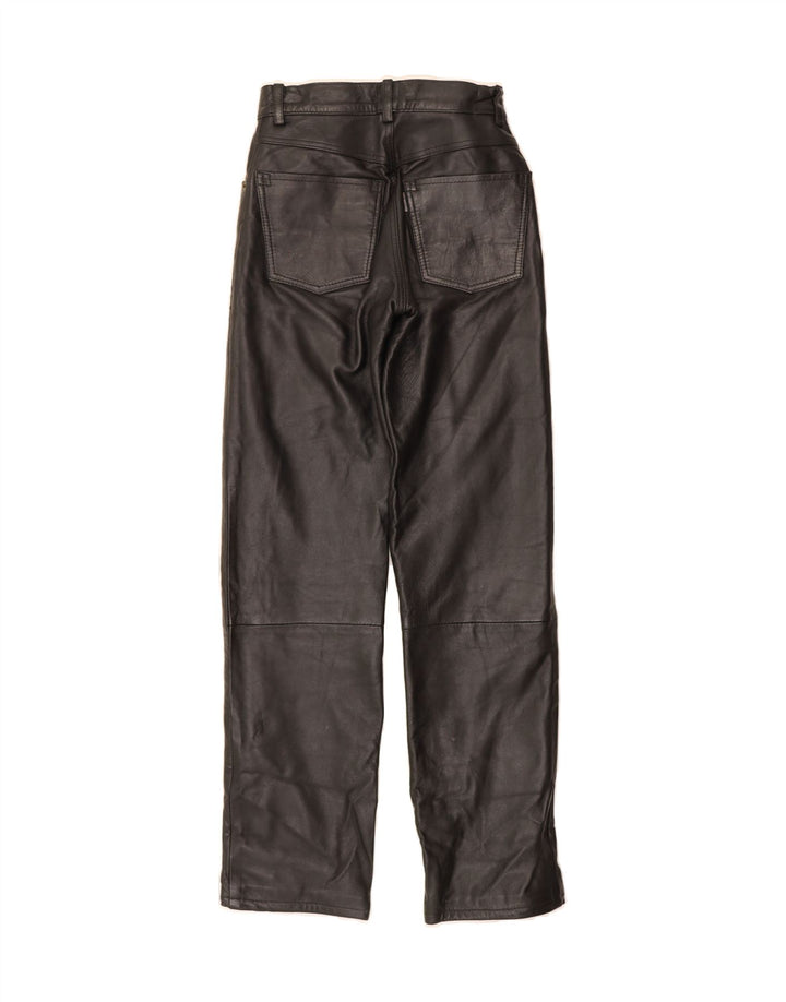 ENJOY Womens Straight Leather Trousers W26 L31 Black Leather Vintage ENJOY and Second-Hand ENJOY from Messina Hembry 
