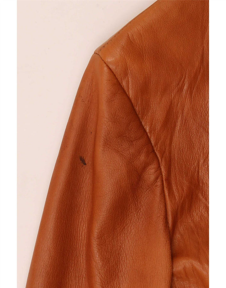 Atos Lombardini Chaqueta Blazer de Cuero con 3 Botones para Mujer IT 46 Large Brown