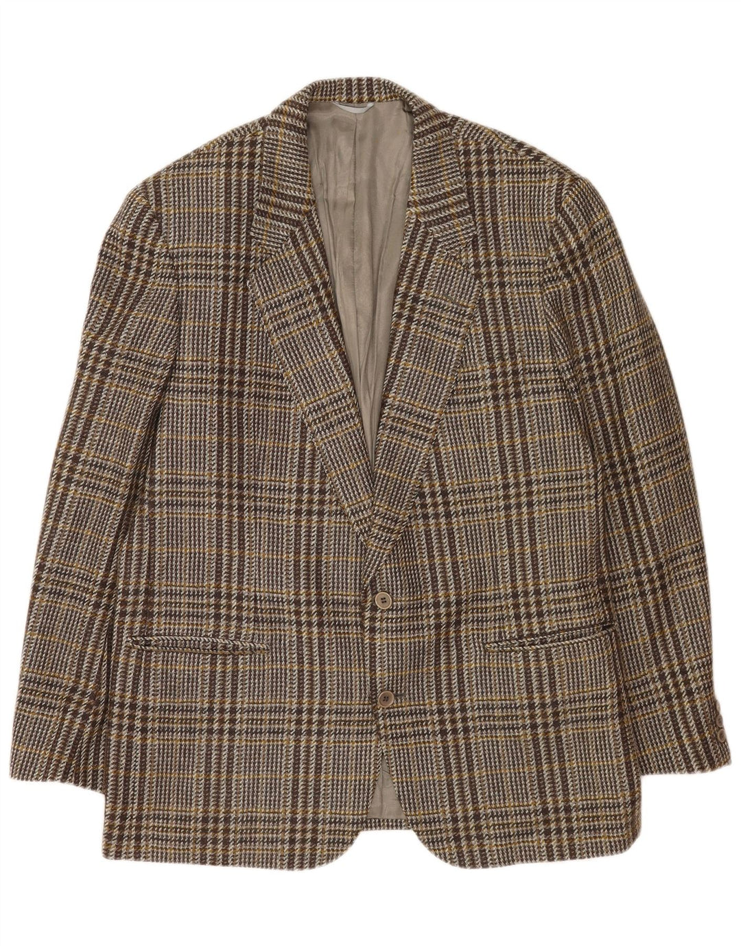 Yves Saint Laurent Chaqueta blazer de 2 botones para hombre IT 54 2XL Lana a cuadros gris