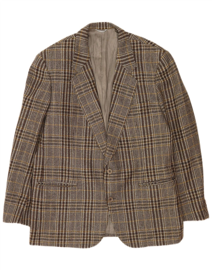 Yves Saint Laurent Chaqueta blazer de 2 botones para hombre IT 54 2XL Lana a cuadros gris