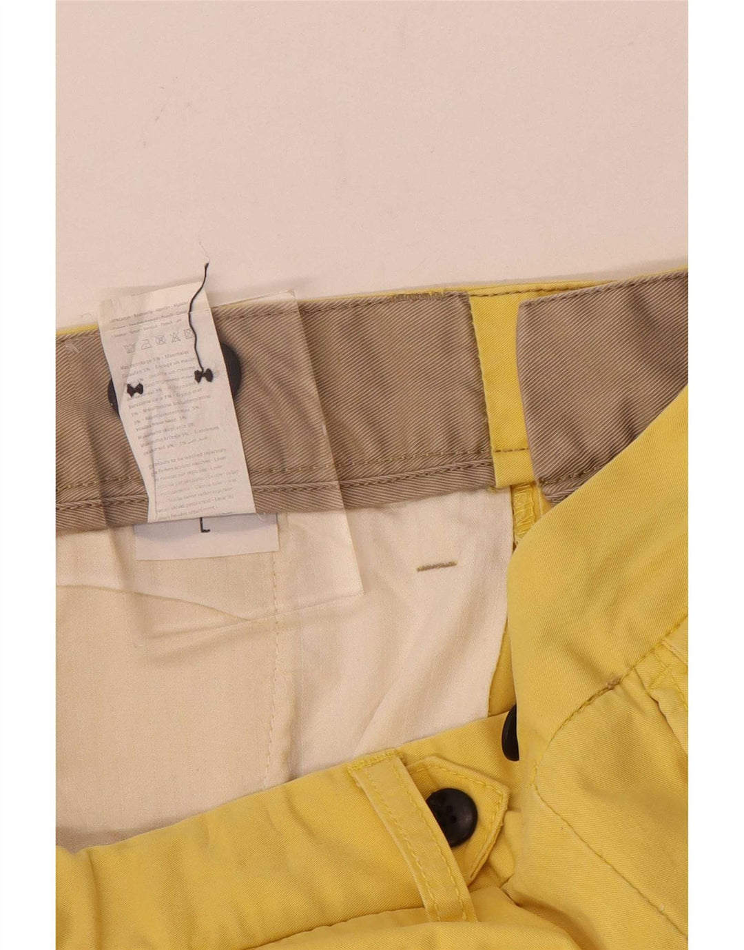 Vintage hombres chino pantalones cortos grandes W34 algodón amarillo