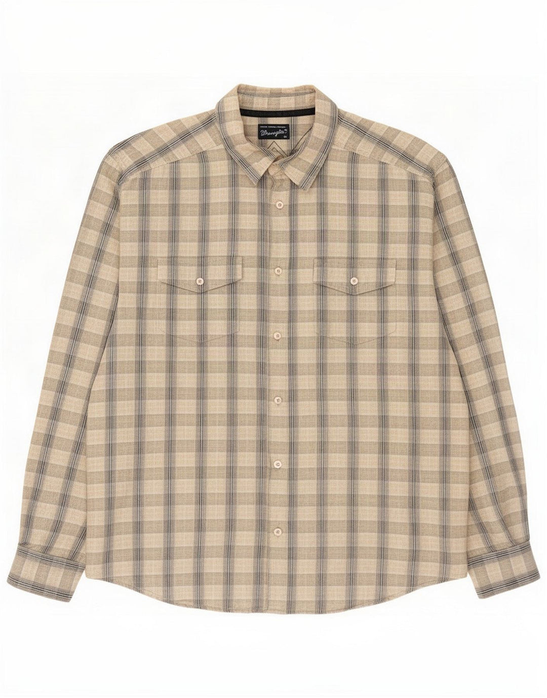 Camisa Wrangler para hombre XL Algodón a cuadros beige