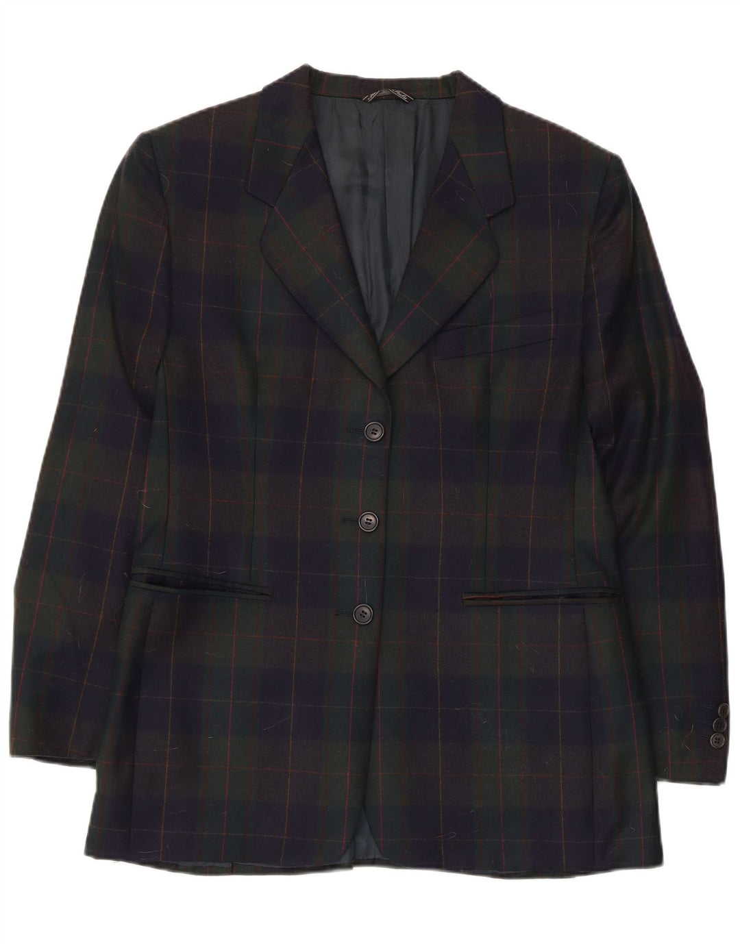 Vintage mujer 3 botones Blazer chaqueta Reino Unido 14 cheque multicolor medio