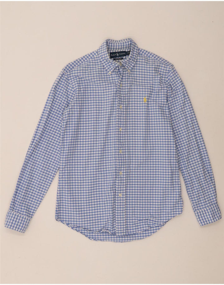 Ralph Lauren - Camisa de ajuste personalizado para hombre, algodón a cuadros, color azul pequeño