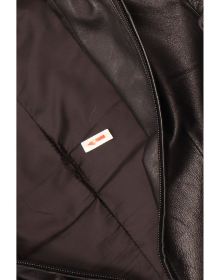 Vintage mujer chaqueta de cuero Reino Unido 8 pequeño cuero negro