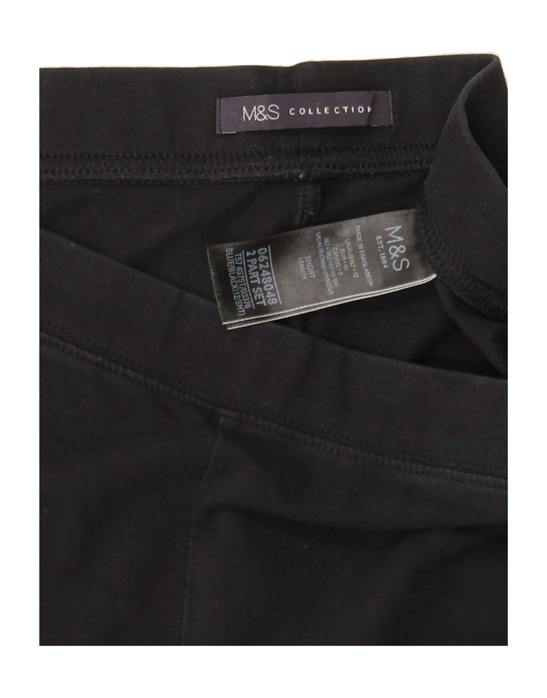 MARKS & SPENCER Womens Crop Leggings UK 12 Medium Black Cotton Vintage Marks & Spencer and Second-Hand Marks & Spencer from Messina Hembry 
