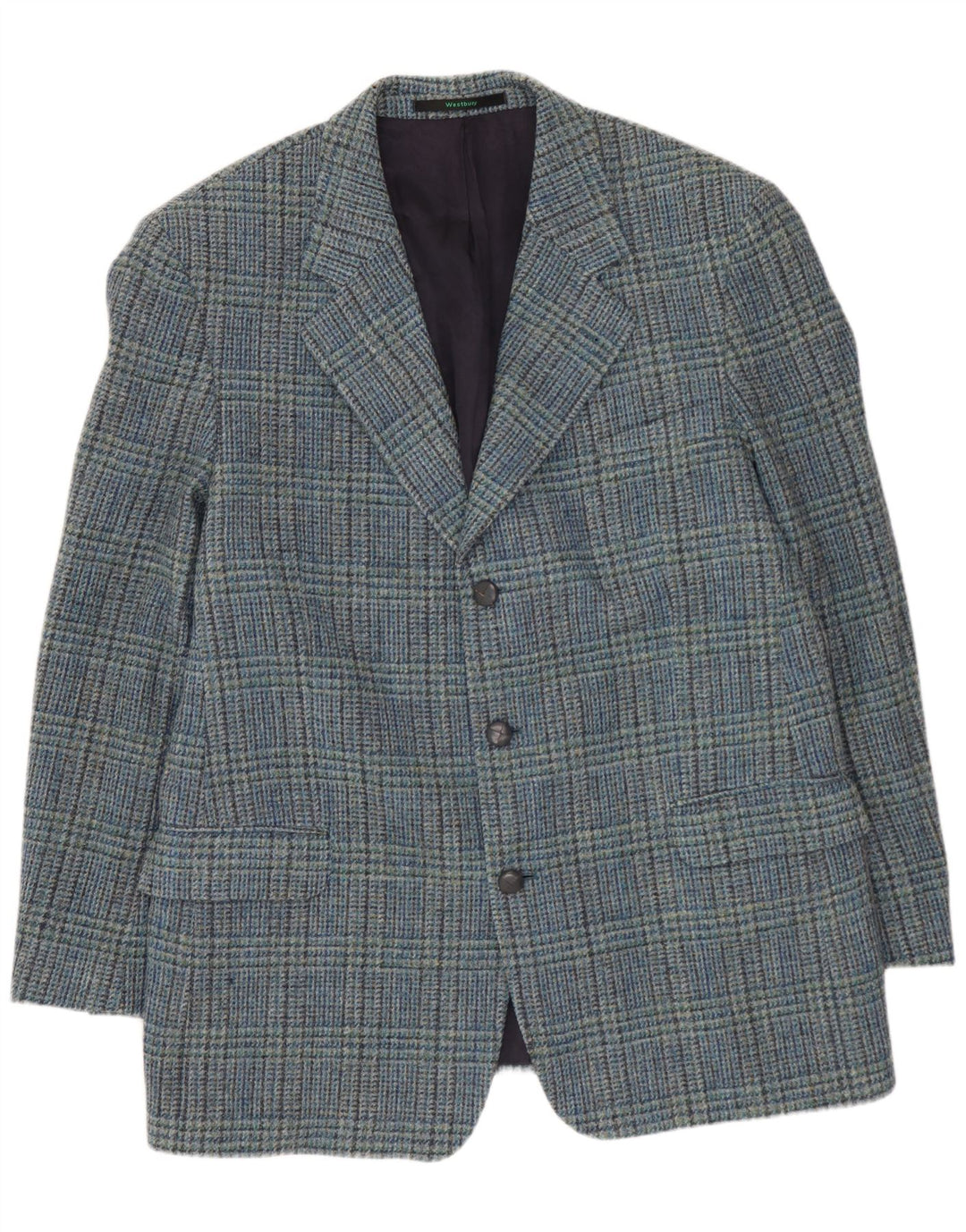 WESTBURY Chaqueta tipo blazer de 3 botones para hombre UK 54 2XL Lana de pata de gallo azul