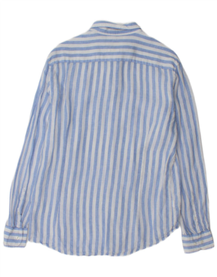 Camisa Massimo Dutti Hombre Large Lino Rayas Azul
