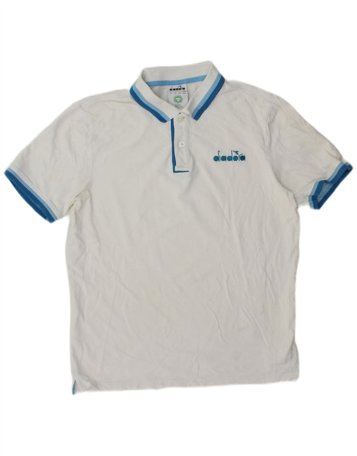 Diadora Polo Hombre De Algodón A Rayas Blanco Mediano