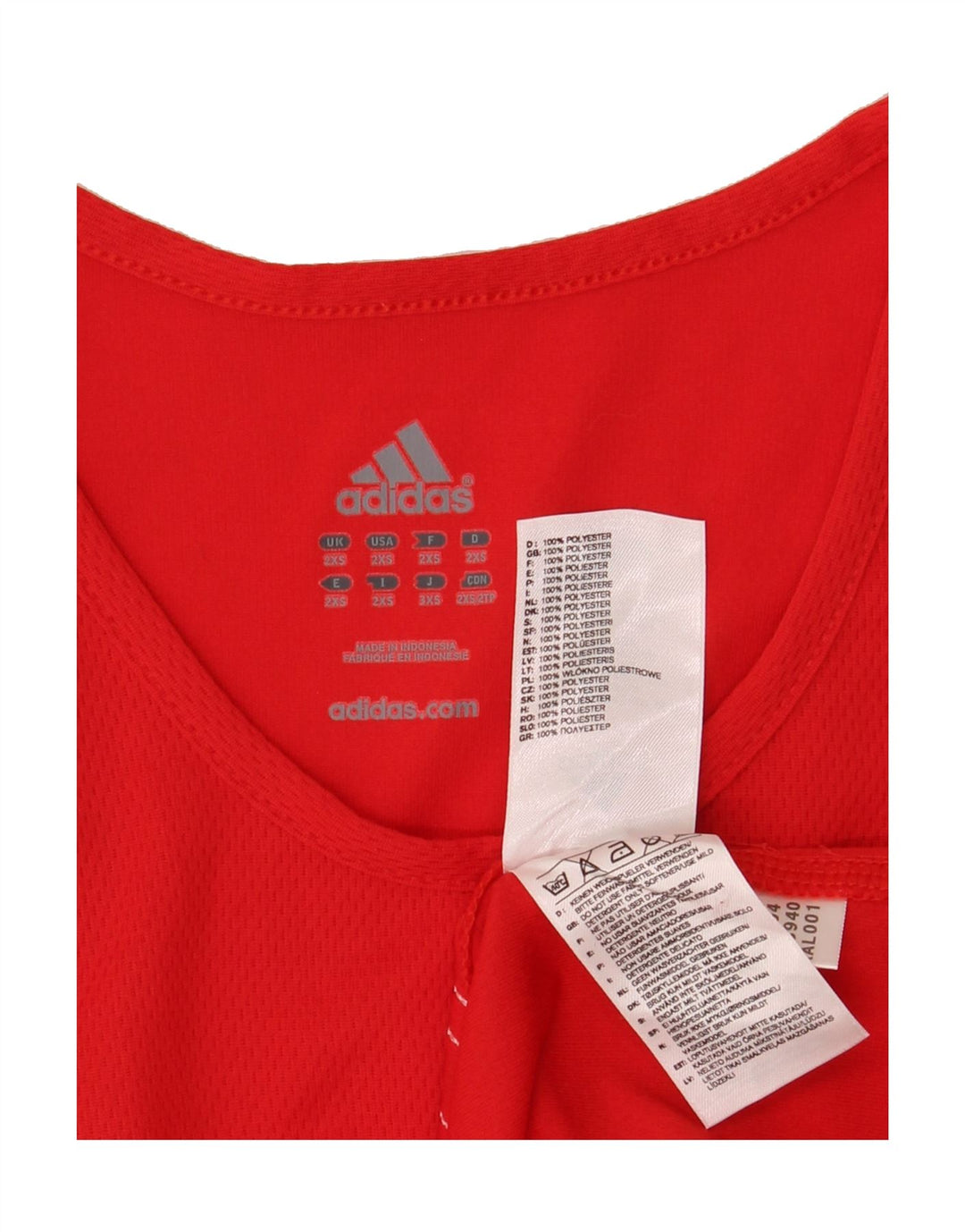 ADIDAS Womens Climalite Graphic Vest Top UK 2 2XS Red Polyester Vintage Adidas and Second-Hand Adidas from Messina Hembry 