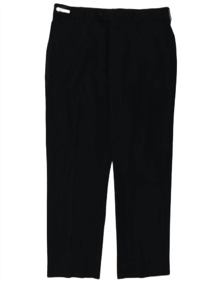 Farah Pantalones Casuales Rectos Para Hombre W34 L29 Poliéster Azul Marino
