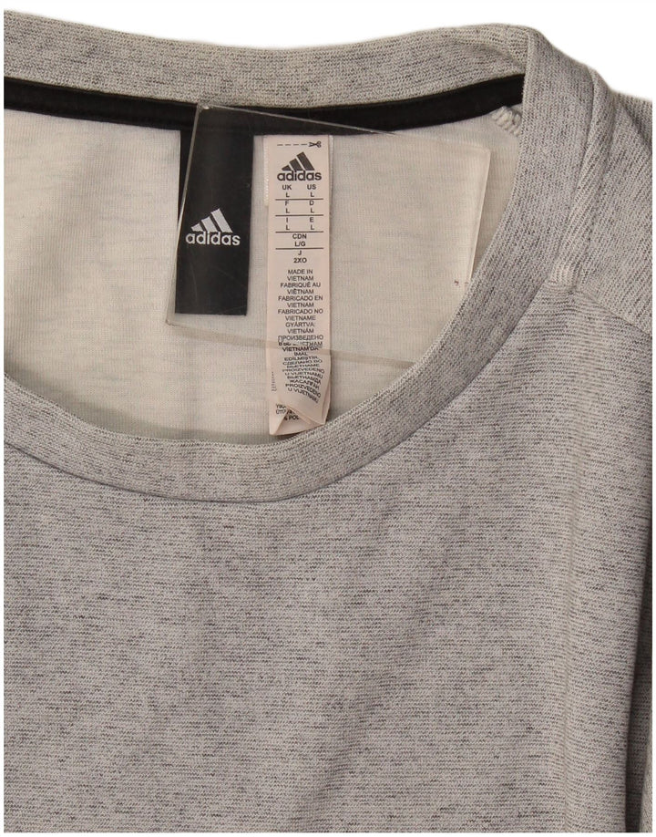 Adidas Hombre Sudadera Jumper Grande Gris Algodón