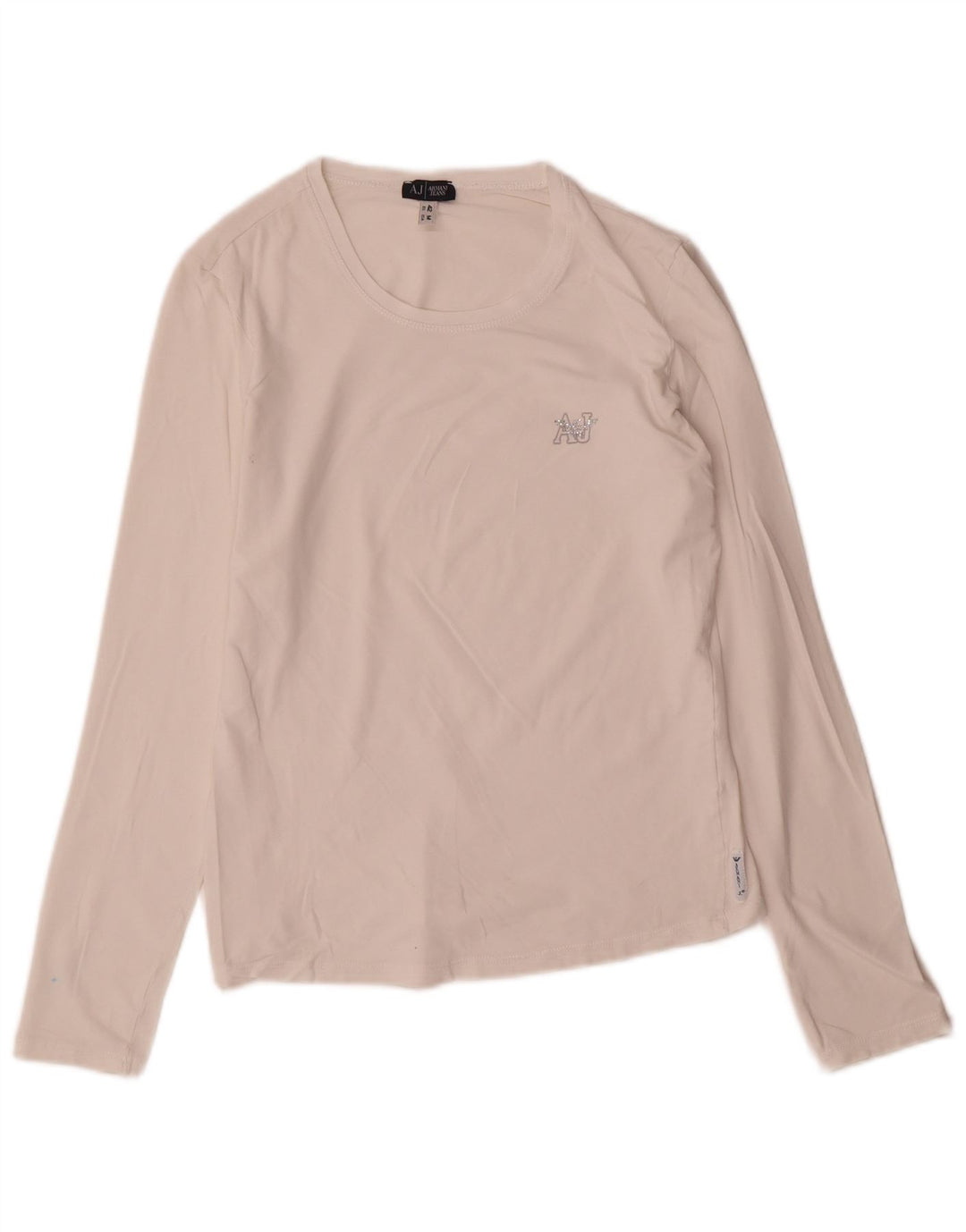 Armani Jeans Mujer Top Manga Larga UK 12 Medium Blanco