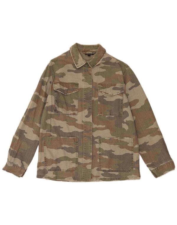 Topshop Chaqueta utilitaria extragrande para mujer UK 10 Small Khaki Camuflaje Algodón