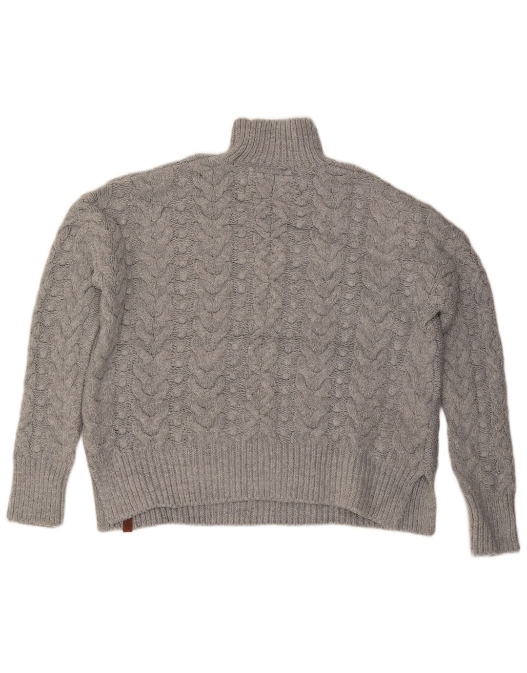 Superdry Jersey extragrande con cuello alto para mujer, talla 44, color gris medio