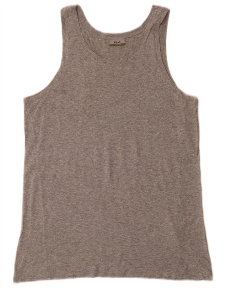 Fila Hombre Chaleco Top Algodón Moteado Gris Medio