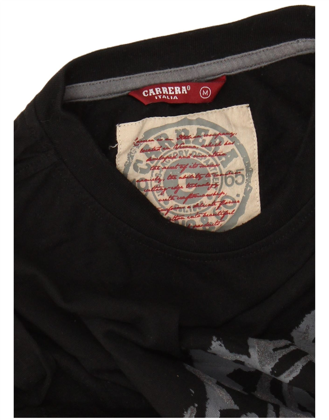 CARRERA Mens Graphic Top Manga Larga Medio Negro