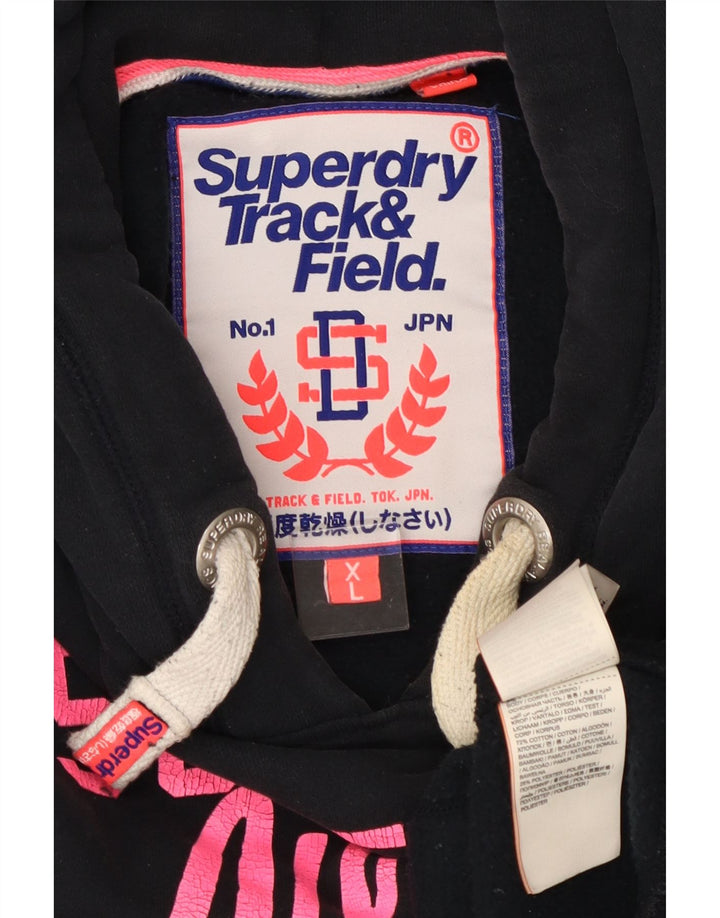 SUPERDRY Jersey con capucha gráfica para mujer UK 40 XL Algodón negro