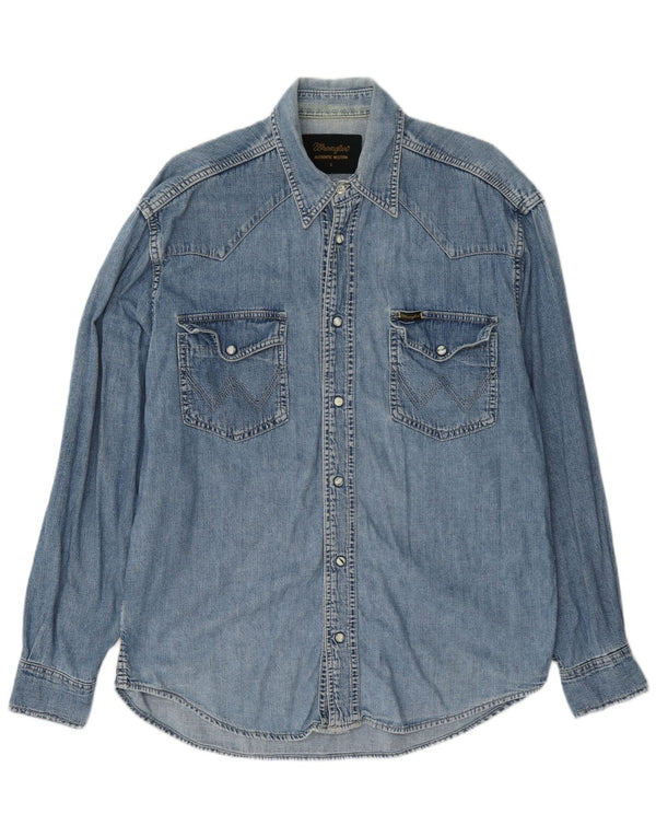 Wrangler Camisa Vaquera Occidental Para Hombre Algodón Azul Pequeño