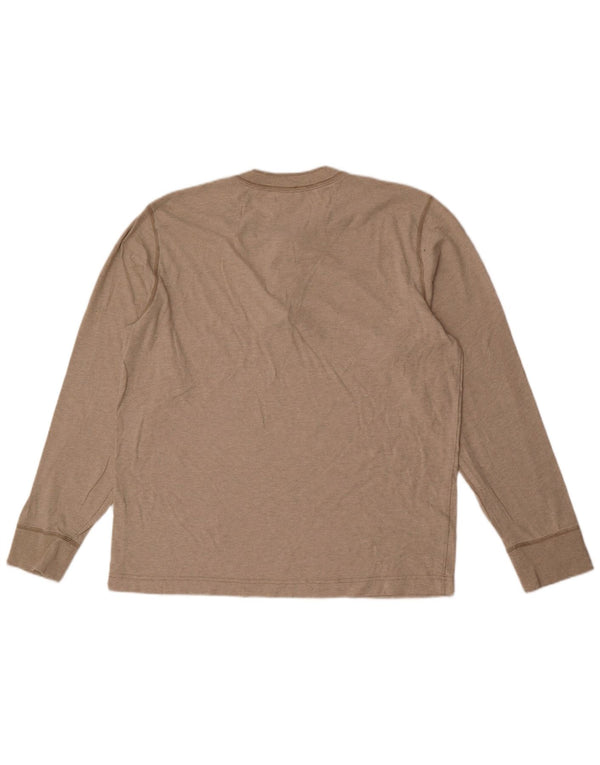 Eddie Bauer Hombres Top Manga Larga Grande Algodón Beige