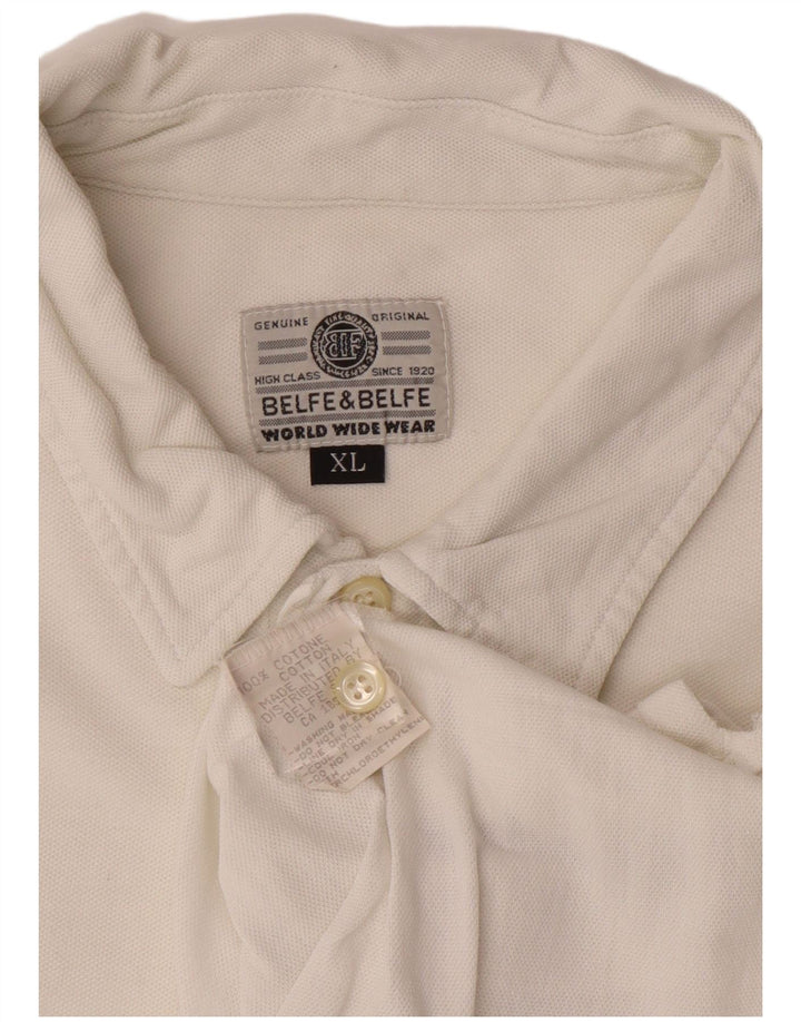 BELFE & BELFE Mens Polo Shirt XL White Cotton