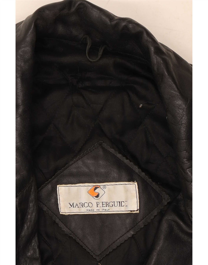 Marco Pierguidi Abrigo de cuero para hombre IT 50 Large Black