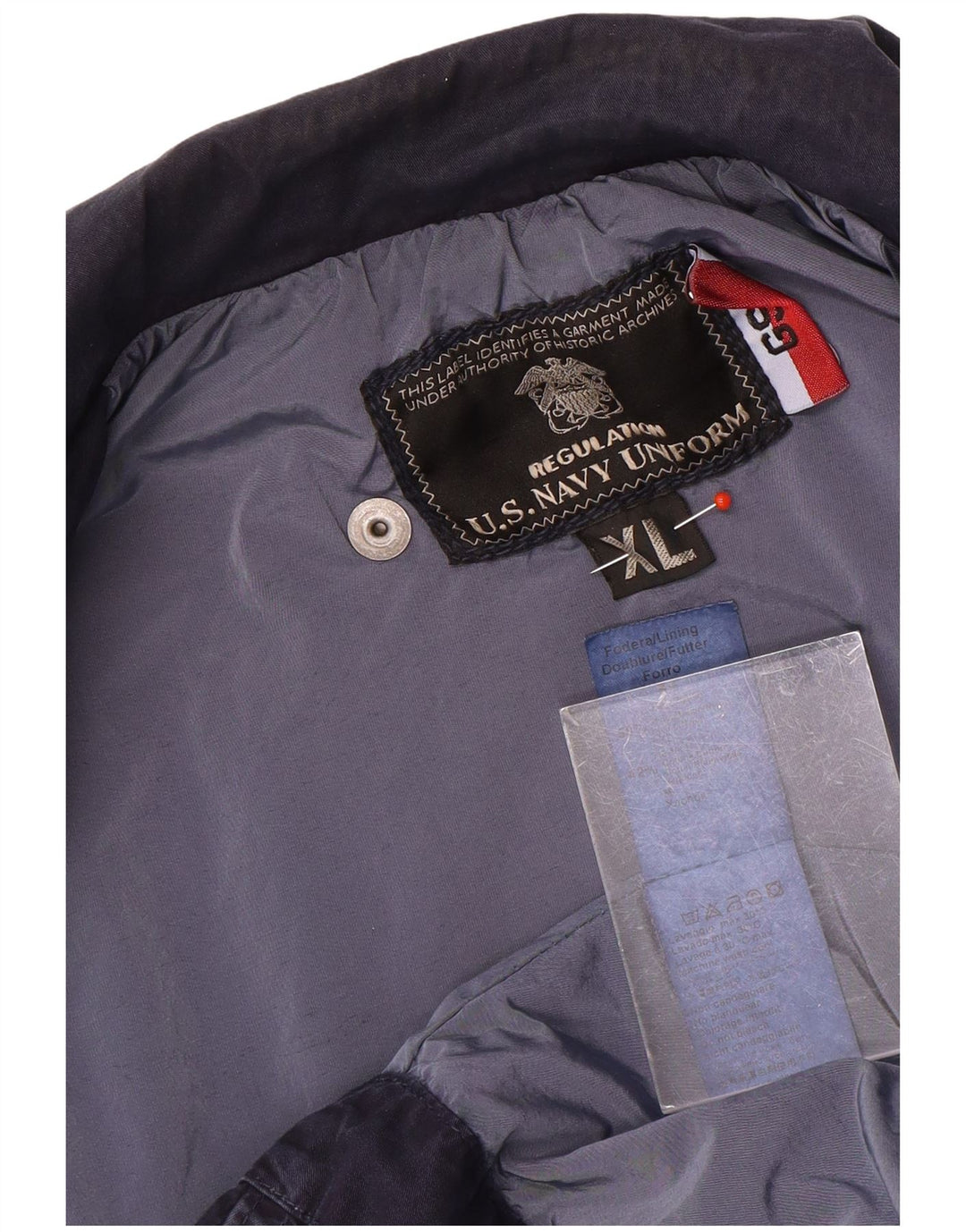 Vintage hombres chaqueta utilitaria Reino Unido 42 XL azul marino nylon