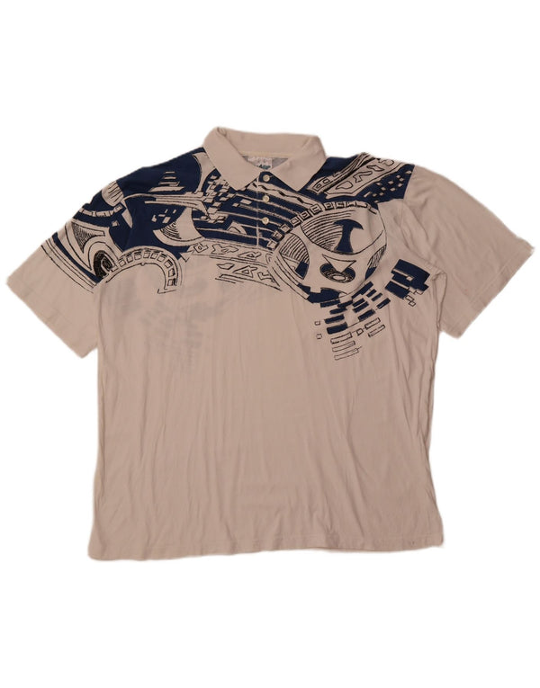 SHAMP Polo gráfico para hombre EU 48 Algodón geométrico blanco mediano