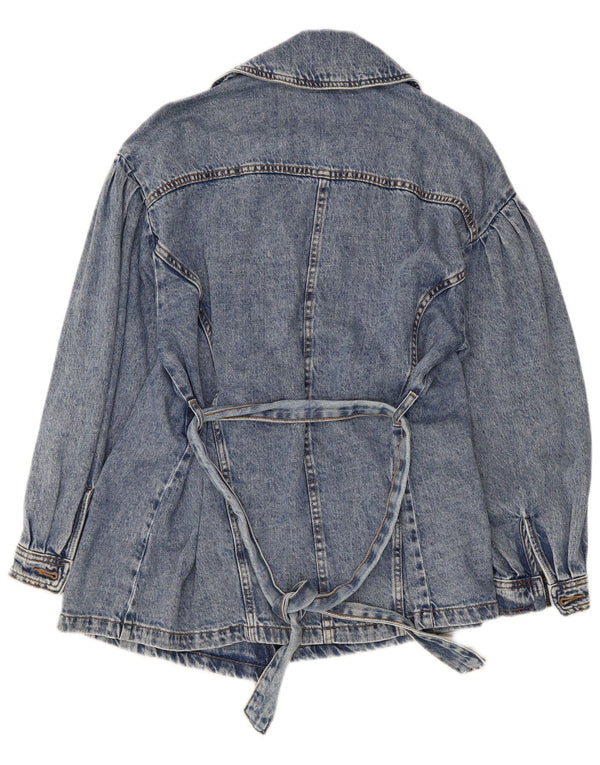 Zara Mujer Chaqueta Vaquera UK 10 Small Azul Algodón