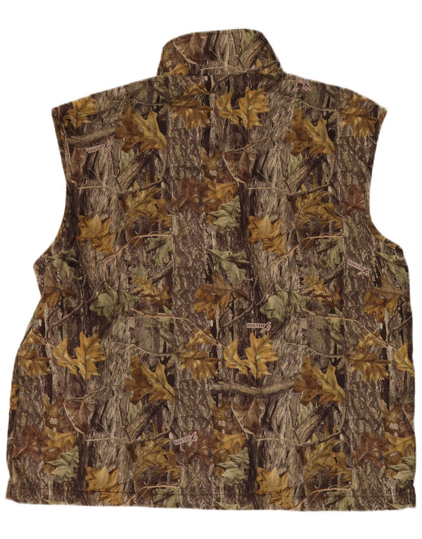 VINTAGE Hombres Patrón Abstracto Gilet Reino Unido 44 2XL Marrón Colorblock Poliéster