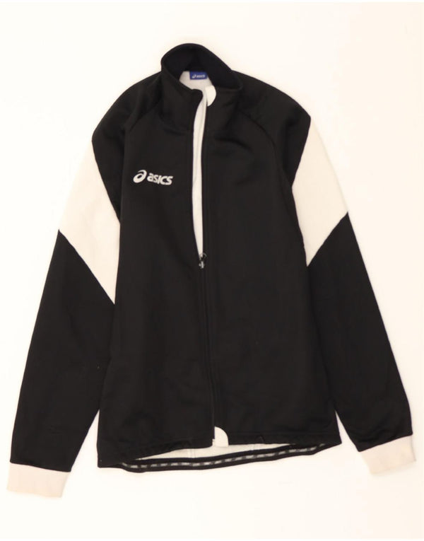 ASICS Mens Tracksuit Top Jacket Large Black Colourblock Polyester