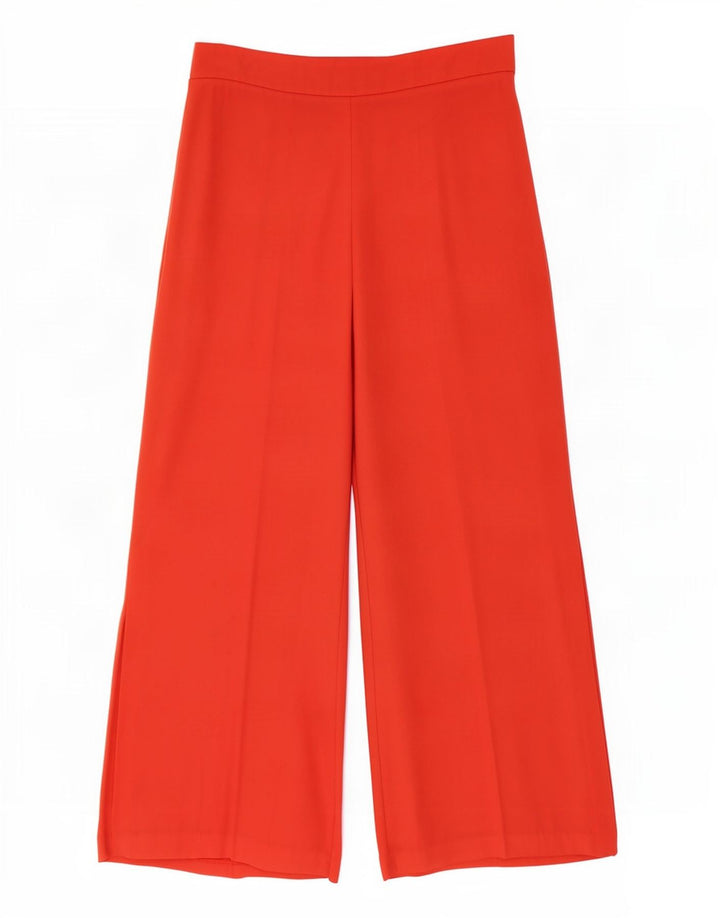 Zara Mujer Pantalón Capri De Pierna Ancha Mediano W28 L22 Poliéster Naranja