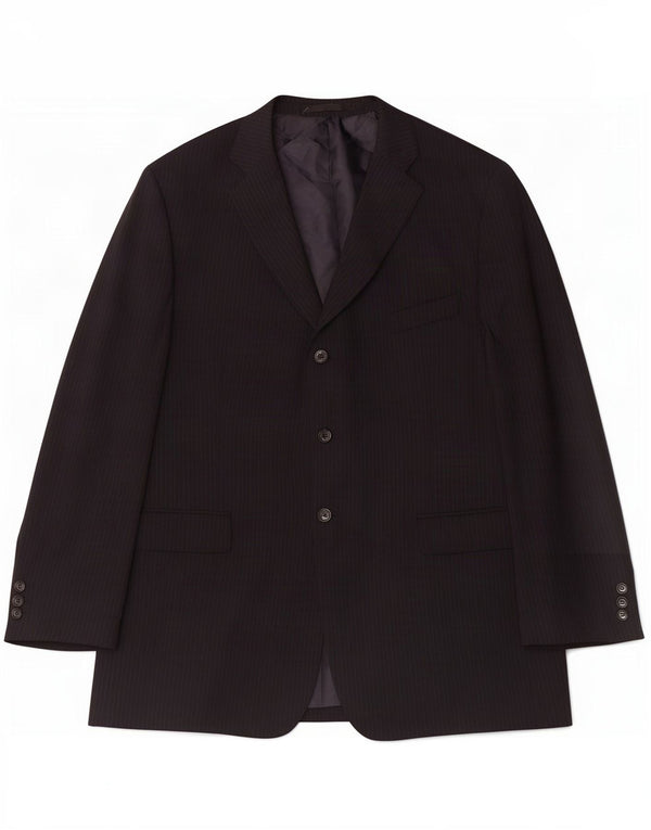 Marks & Spencer Mens 3 Button Blazer Jacket UK 46 XL Navy Blue Pinstripe