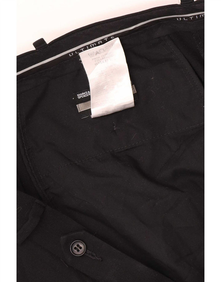 Marks & Spencer Pantalón de traje regular para hombre W38 L33 Poliéster negro