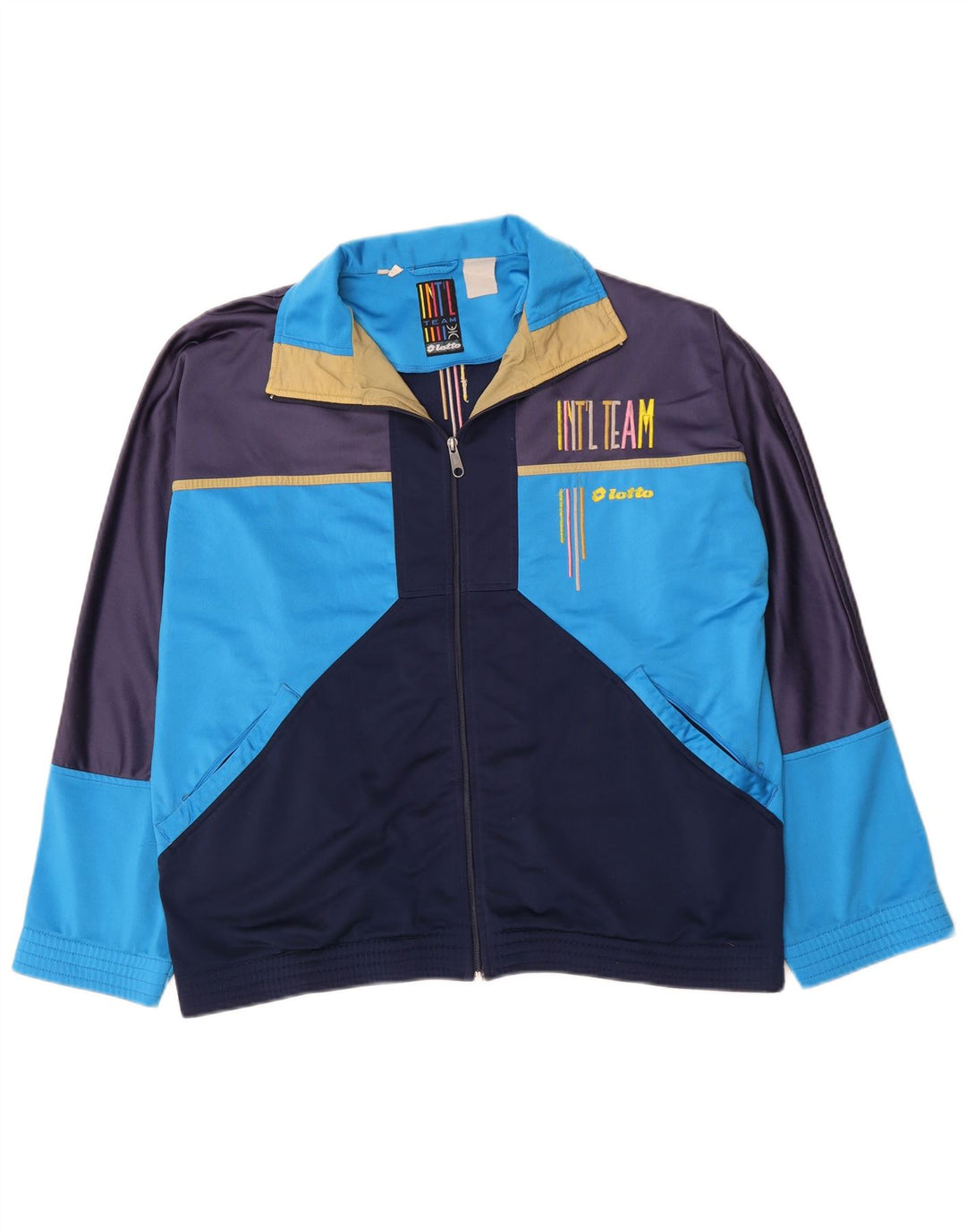 LOTTO Chaqueta superior de chándal con gráfico para hombre, talla grande, color azul marino